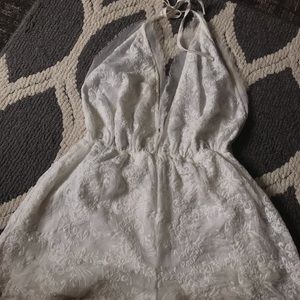 Kendall and Kylie White Lace Open Back Romper